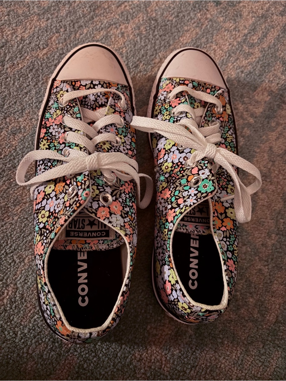 NWOT Converse All Star Floral Low Top Sneakers - Black with Multicolor Flowers